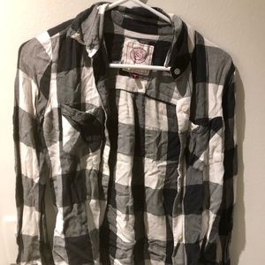 Black and white plaid button up